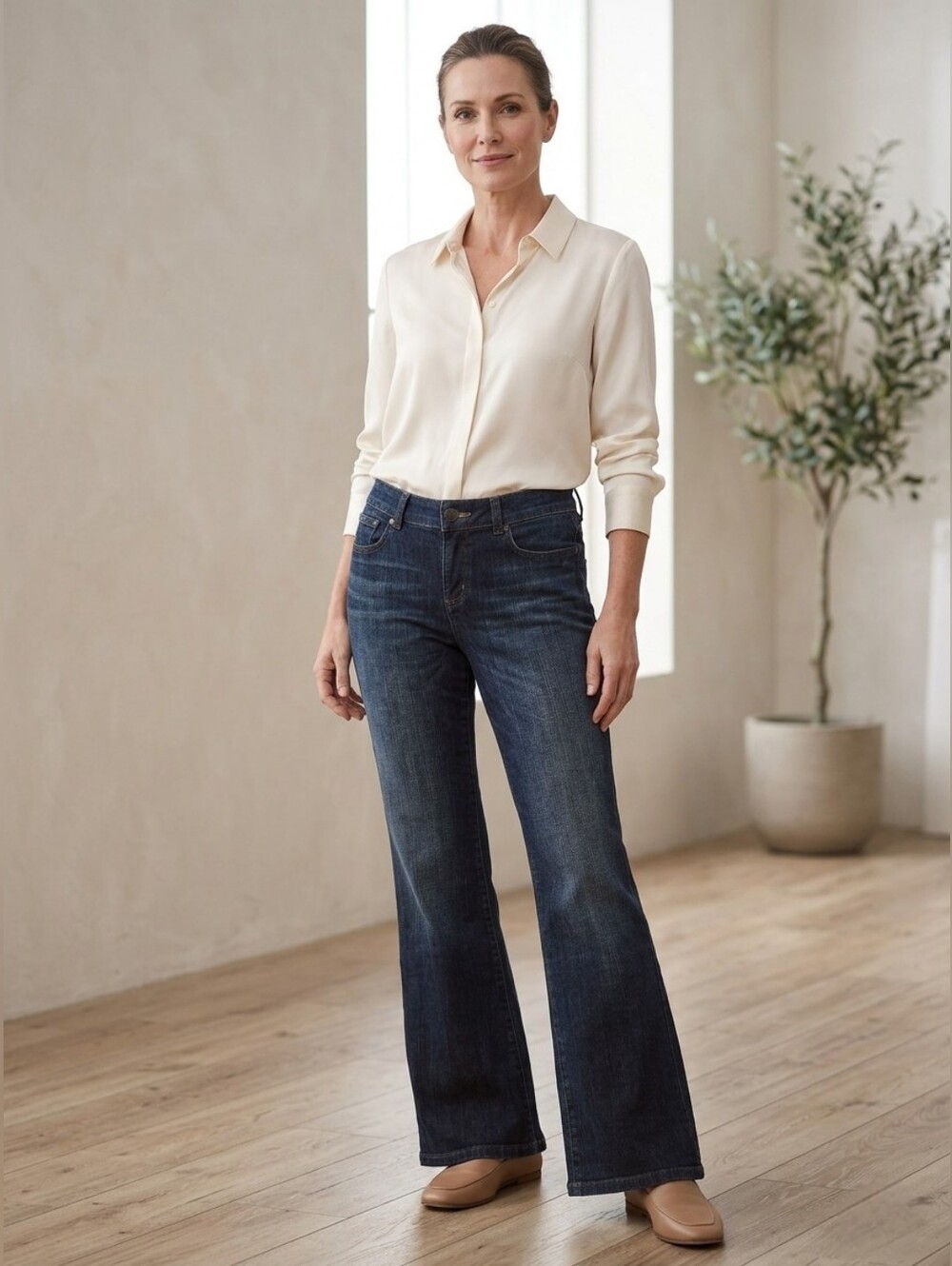 DKNY Jeans Soho Blue Denim Brown Stitching size 12 R